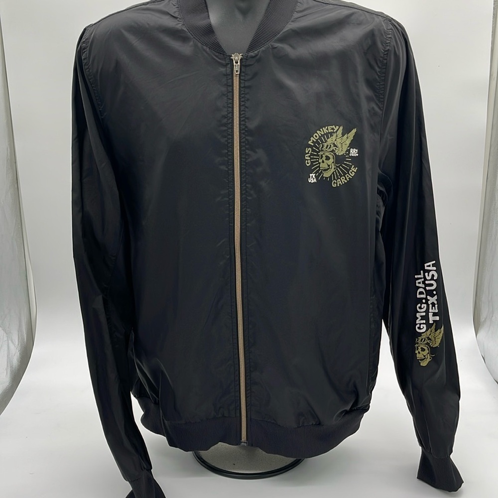 Gas Monkey Garage Black Zip Up Windbreaker Jacket Light Size M